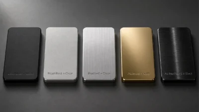 6061-T6 anodizing pre-treatment and finish combinations showing bead blast black, bead blast clear, brushed clear, polished gold, and as-machined black surface textures