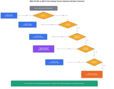 6061-T6 CNC vs ADC12 die casting process selection decision flowchart - volume precision gas tightness anodizing decision tree