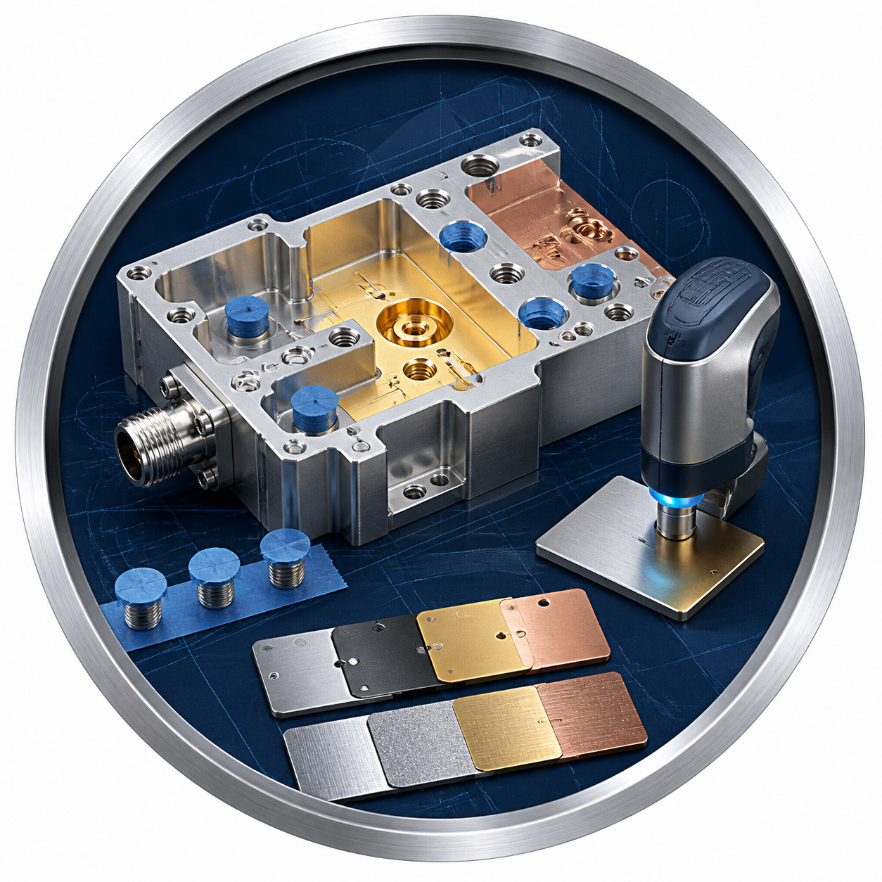 Conductive finish and masking review for RF communication components