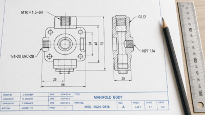 Mechanical engineering drawing with thread callouts including M10, UNC, G1/2, and NPT