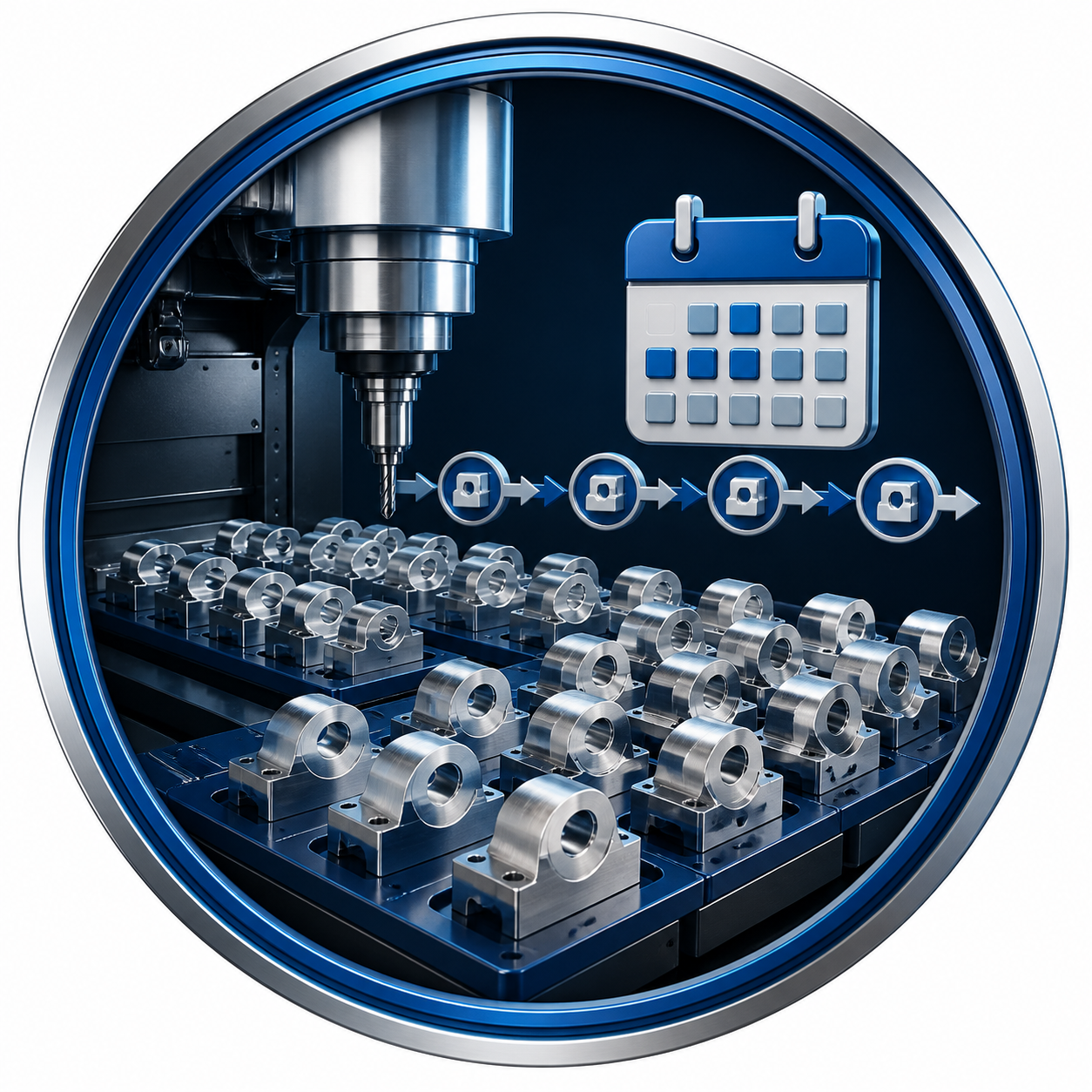Scheduled batch production for repeat CNC parts