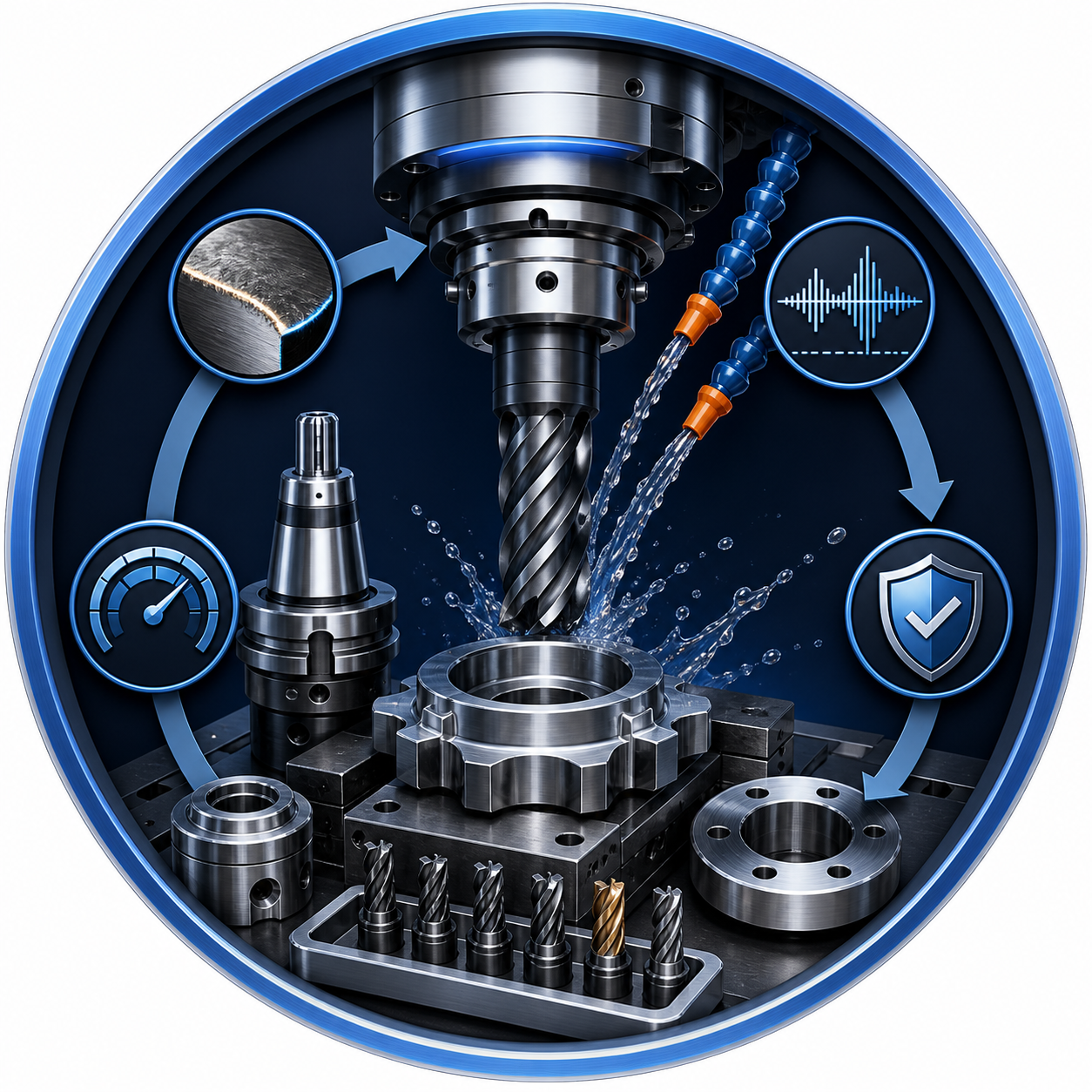 Tool life and process control for production CNC machining