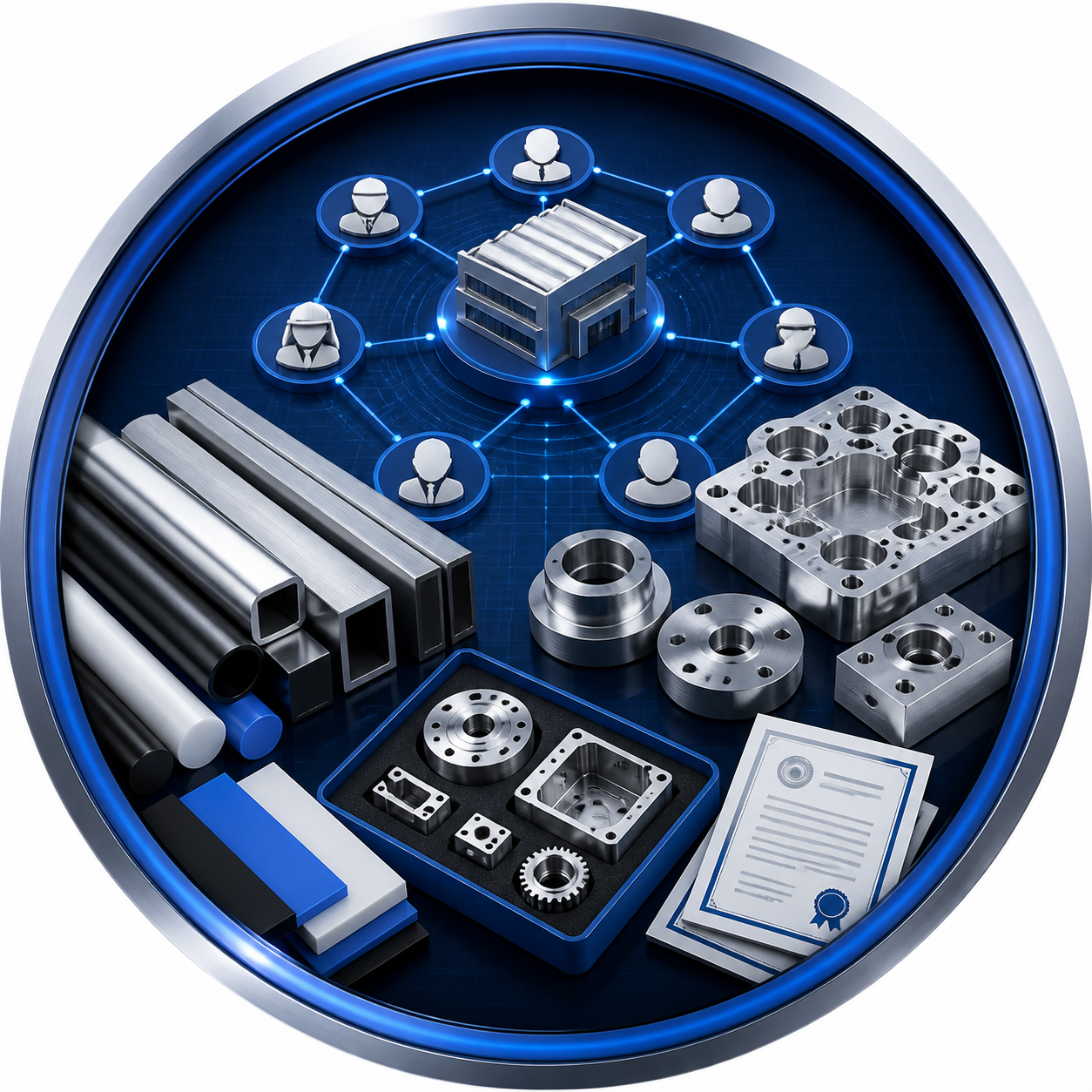 Material and supplier coordination for one-stop manufacturing