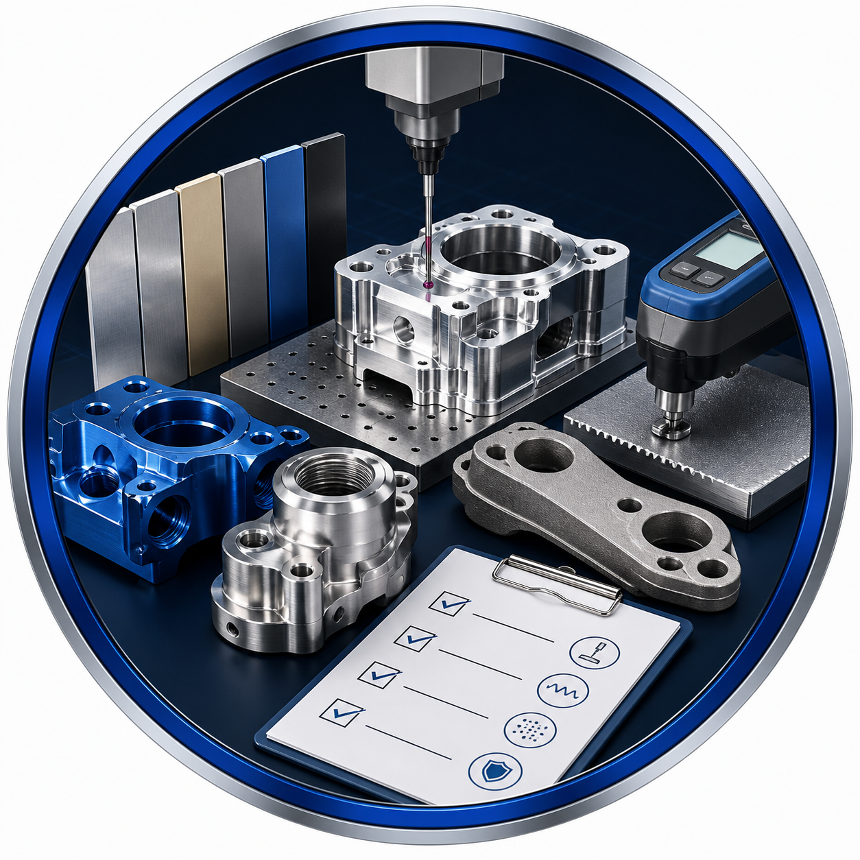 Surface finishing and inspection support for one-stop manufacturing